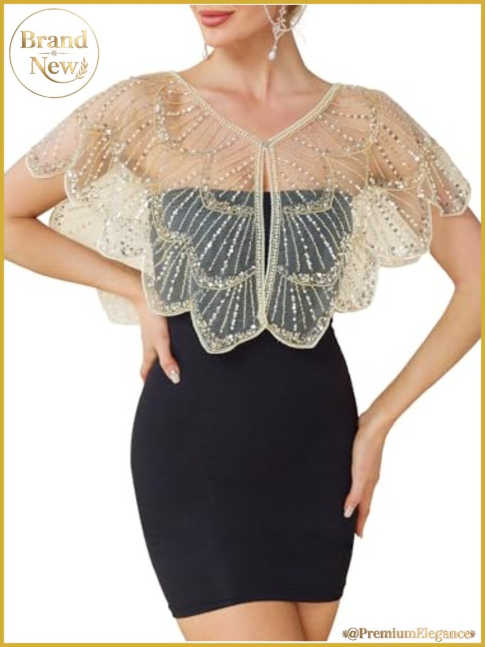 1920s Shawl Wraps for Women Sequin Beaded Evening Dress Party Wrap
